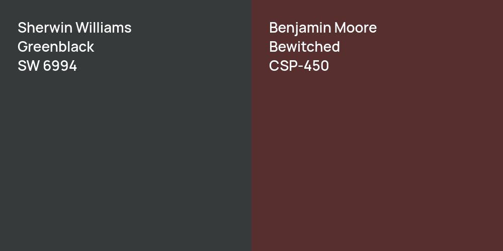 Sherwin Williams Greenblack vs. Benjamin Moore Bewitched