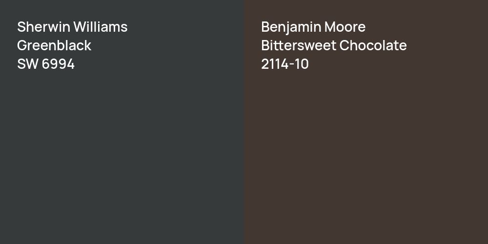 Sherwin Williams Greenblack vs. Benjamin Moore Bittersweet Chocolate