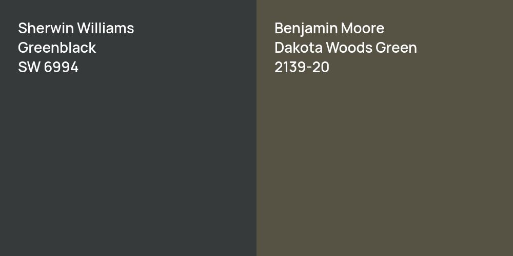 Sherwin Williams Greenblack vs. Benjamin Moore Dakota Woods Green