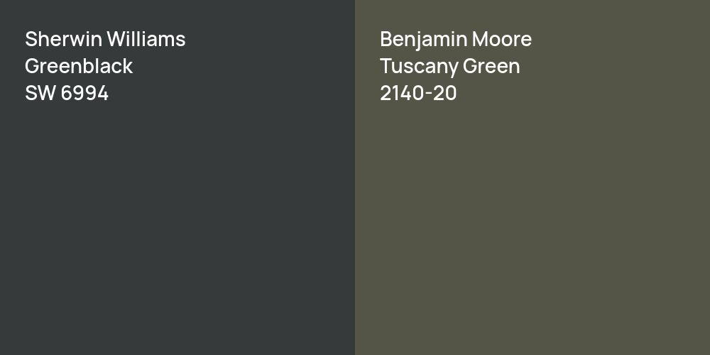 Sherwin Williams Greenblack vs. Benjamin Moore Tuscany Green