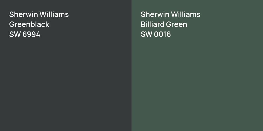 Sherwin Williams Greenblack vs. Sherwin Williams Billiard Green