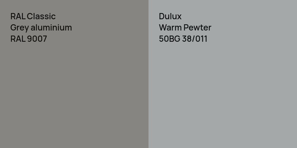 RAL Classic Grey aluminium vs. Dulux Warm Pewter