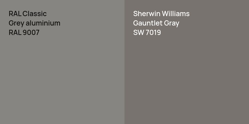 RAL Classic Grey aluminium vs. Sherwin Williams Gauntlet Gray