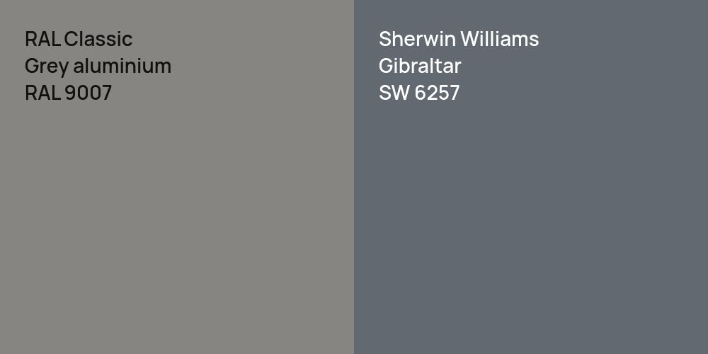 RAL Classic Grey aluminium vs. Sherwin Williams Gibraltar