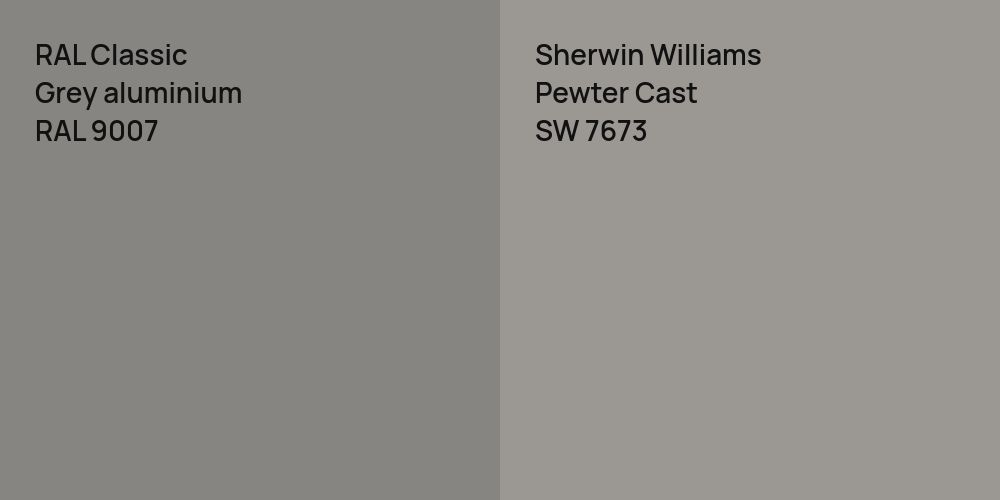 RAL Classic Grey aluminium vs. Sherwin Williams Pewter Cast