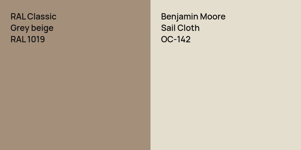 RAL Classic  Grey beige vs. Benjamin Moore Sail Cloth