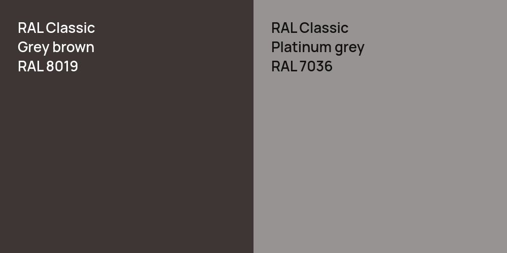 RAL Classic  Grey brown vs. RAL Classic  Platinum grey