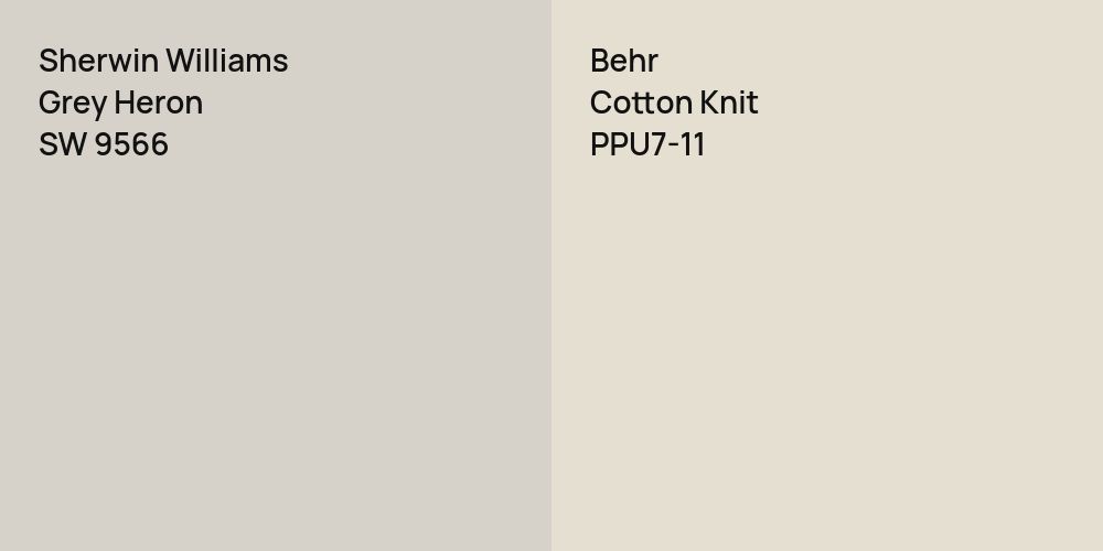 Sherwin Williams Grey Heron vs. Behr Cotton Knit