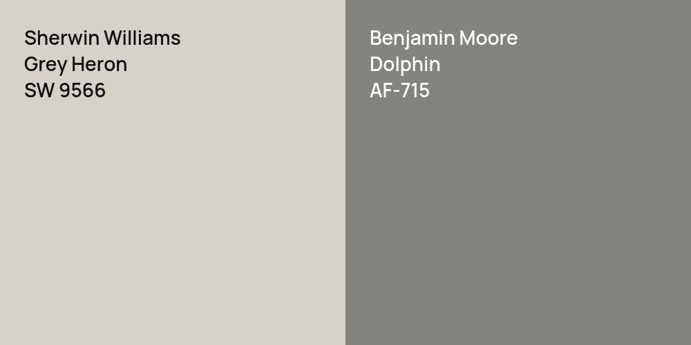 Sherwin Williams Grey Heron vs. Benjamin Moore Dolphin