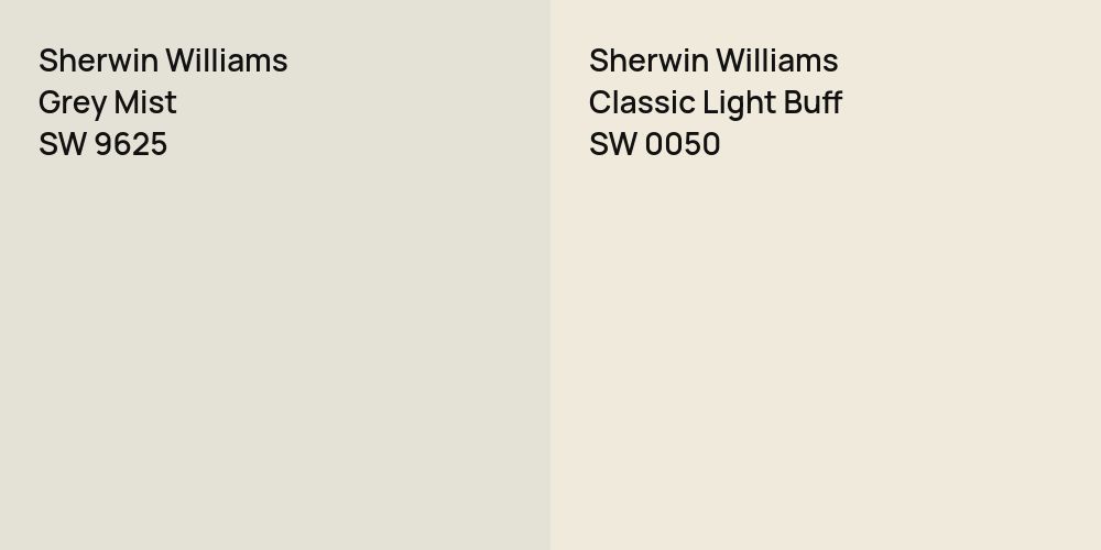 Sherwin Williams Grey Mist vs. Sherwin Williams Classic Light Buff