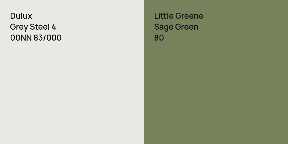 Dulux Grey Steel 4 vs. Little Greene Sage Green