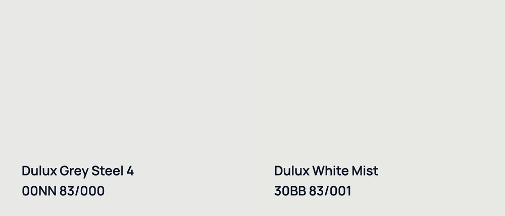 Dulux Grey Steel 4 00NN 83/000 vs Dulux White Mist 30BB 83/001
