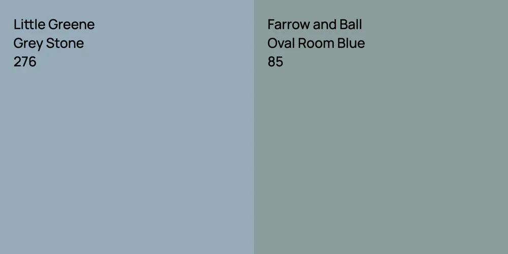 Little Greene Grey Stone vs. Farrow and Ball Oval Room Blue