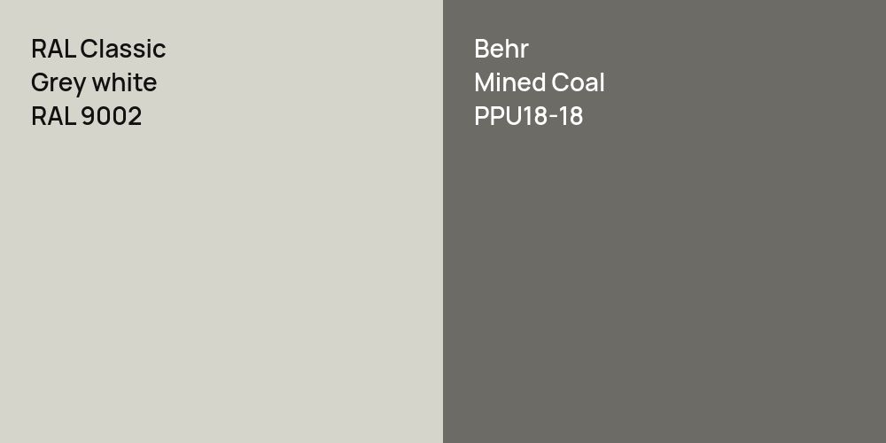 RAL Classic  Grey white vs. Behr Mined Coal