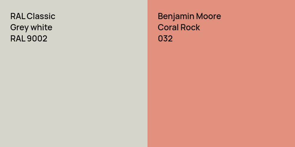 RAL Classic  Grey white vs. Benjamin Moore Coral Rock