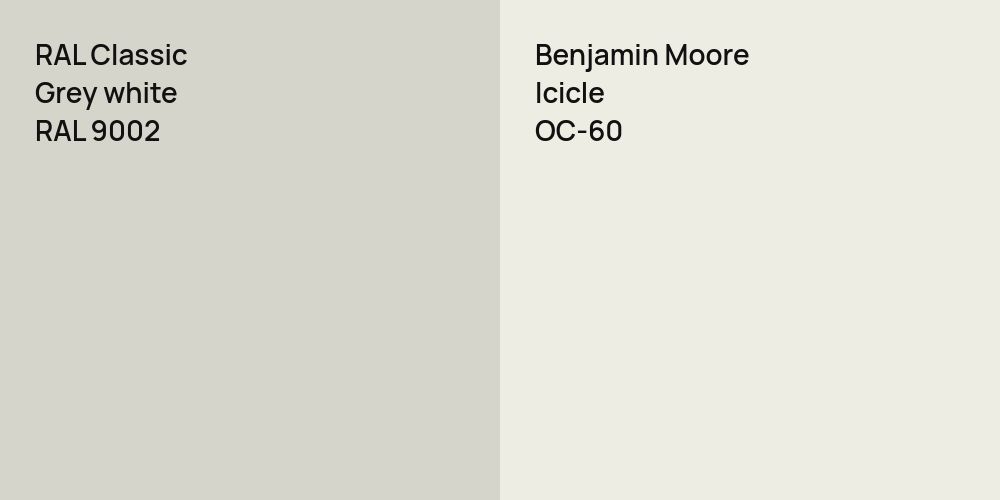 RAL Classic  Grey white vs. Benjamin Moore Icicle