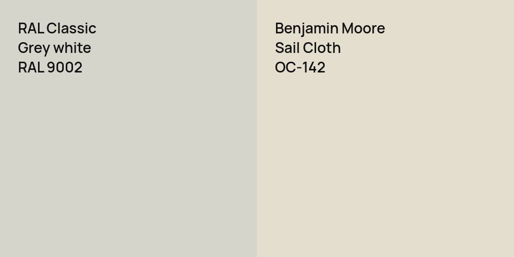 RAL Classic  Grey white vs. Benjamin Moore Sail Cloth