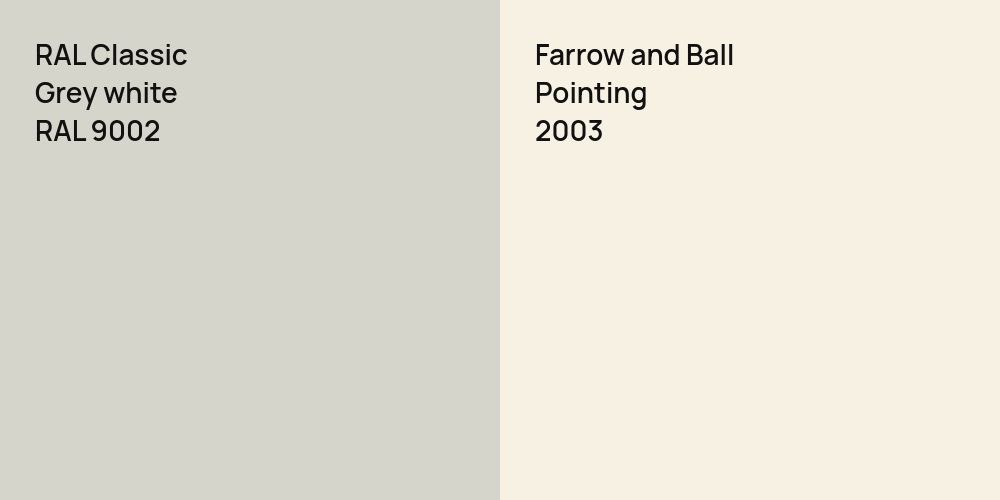 RAL Classic  Grey white vs. Farrow and Ball Pointing