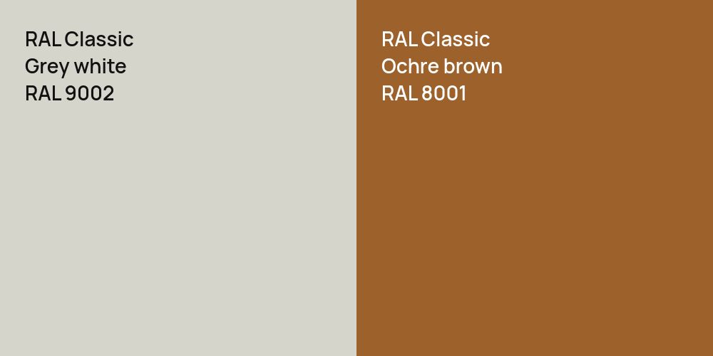 RAL Classic  Grey white vs. RAL Classic  Ochre brown