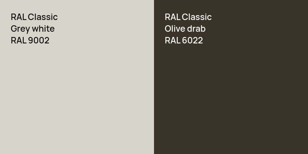 RAL Classic  Grey white vs. RAL Classic  Olive drab