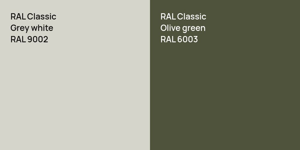 RAL Classic  Grey white vs. RAL Classic  Olive green