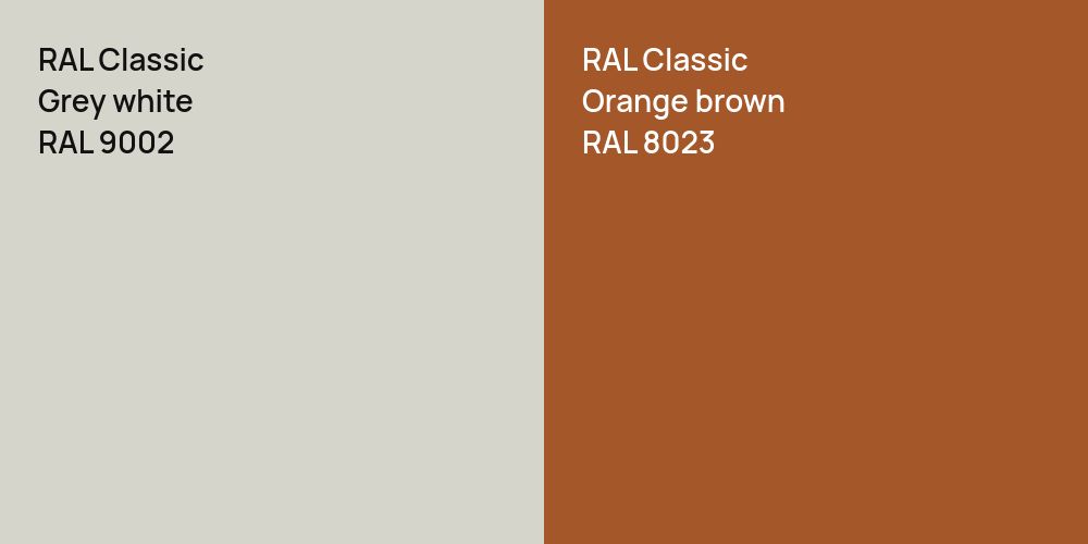 RAL Classic  Grey white vs. RAL Classic  Orange brown