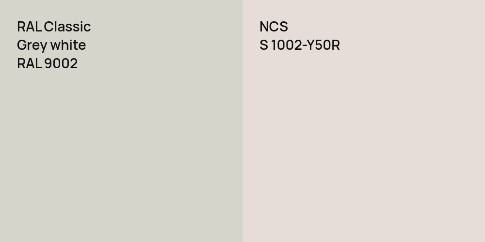 RAL Classic  Grey white vs. NCS S 1002-Y50R