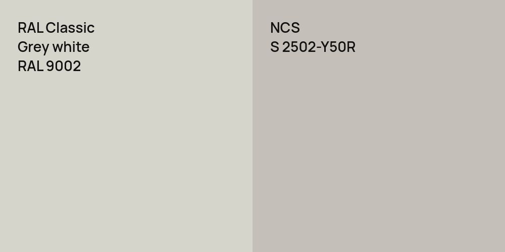 RAL Classic  Grey white vs. NCS S 2502-Y50R