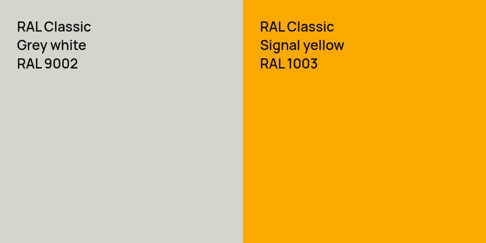 RAL Classic  Grey white vs. RAL Classic  Signal yellow