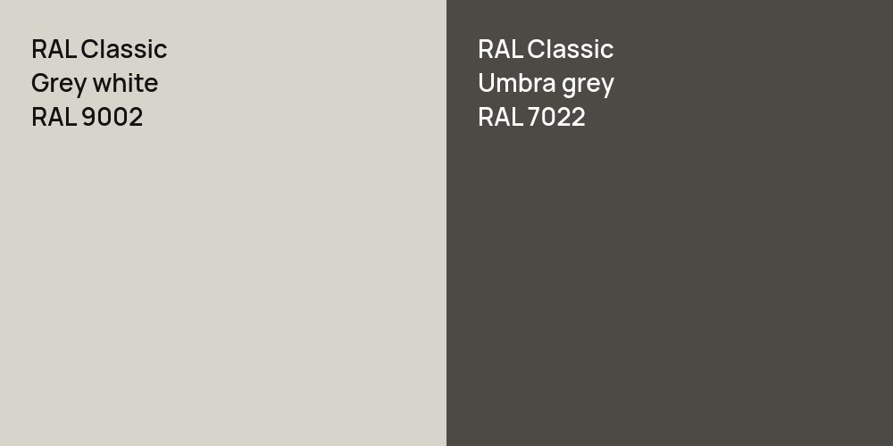 RAL Classic  Grey white vs. RAL Classic  Umbra grey