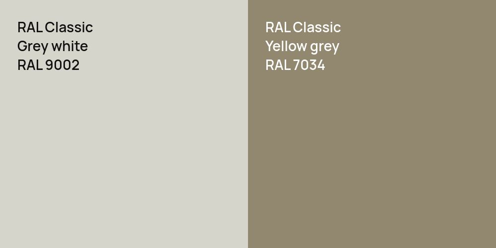 RAL Classic  Grey white vs. RAL Classic  Yellow grey