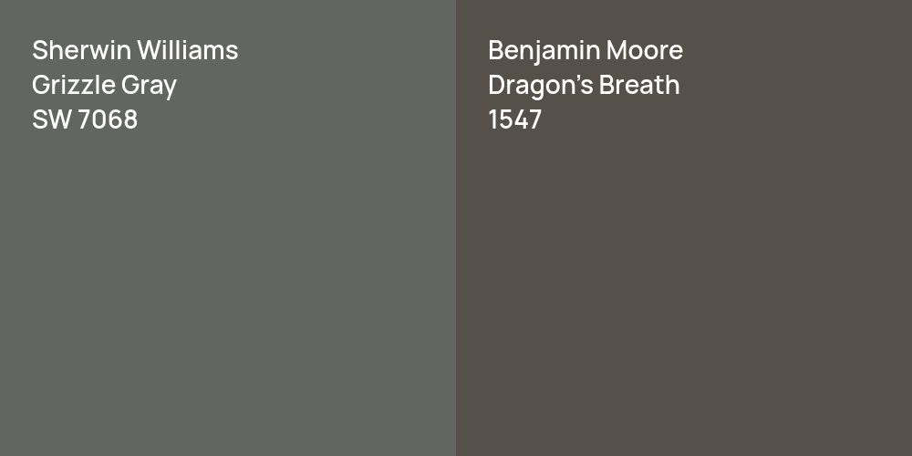 Sherwin Williams Grizzle Gray vs. Benjamin Moore Dragon's Breath