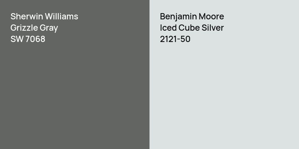 Sherwin Williams Grizzle Gray vs. Benjamin Moore Iced Cube Silver