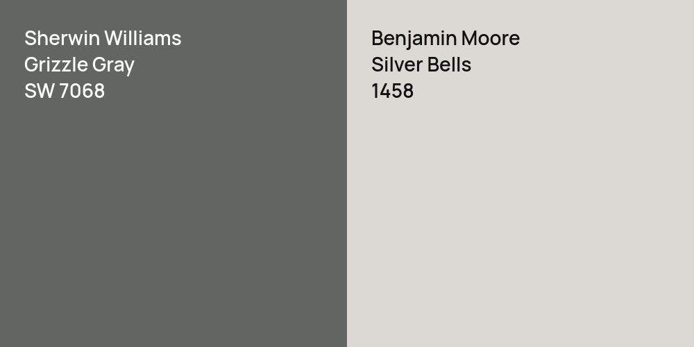 Sherwin Williams Grizzle Gray vs. Benjamin Moore Silver Bells