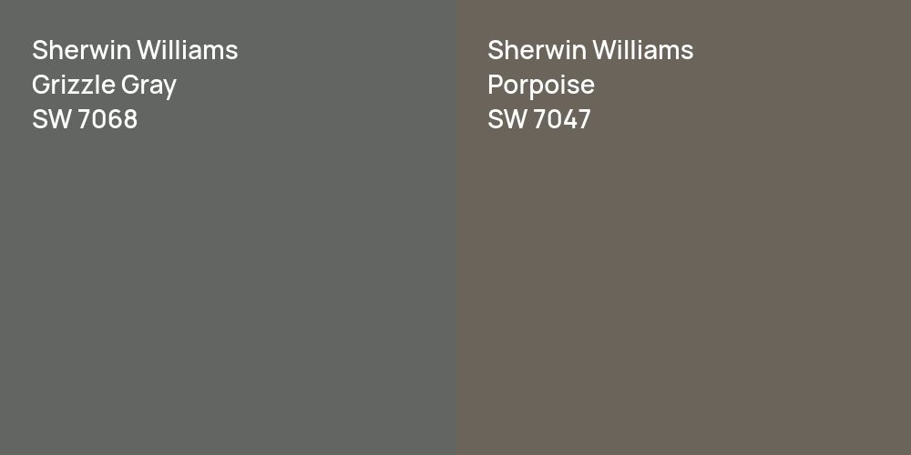 Sherwin Williams Grizzle Gray vs. Sherwin Williams Porpoise