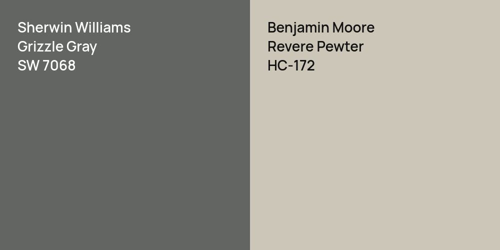 Sherwin Williams Grizzle Gray vs. Benjamin Moore Revere Pewter