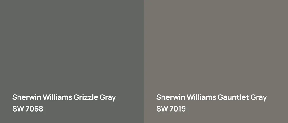 Sherwin Williams Grizzle Gray SW 7068 vs Sherwin Williams Gauntlet Gray SW 7019