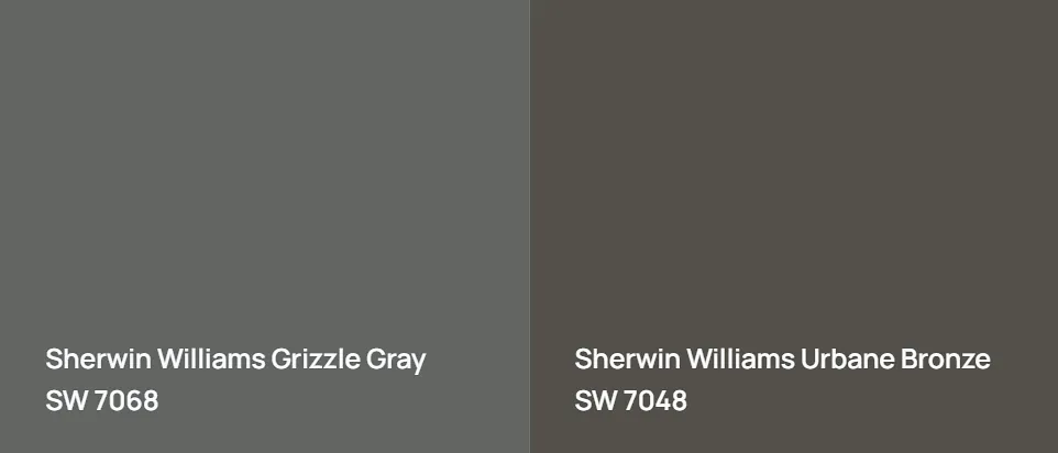 Sherwin Williams Grizzle Gray SW 7068 vs Sherwin Williams Urbane Bronze SW 7048
