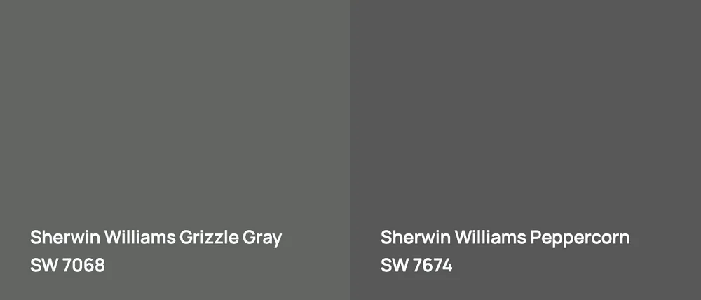 Sherwin Williams Grizzle Gray SW 7068 vs Sherwin Williams Peppercorn SW 7674