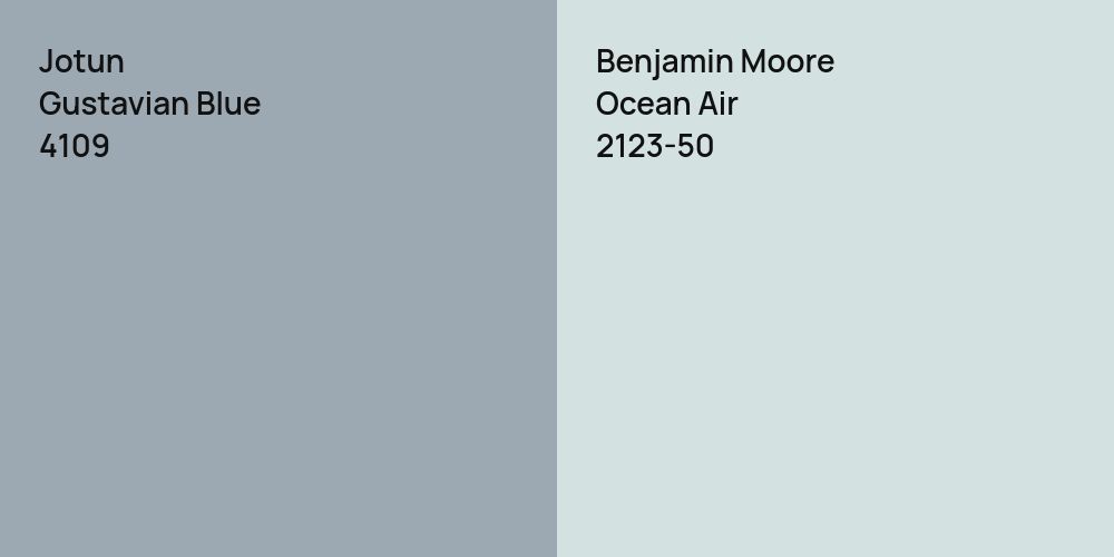 Jotun Gustavian Blue vs. Benjamin Moore Ocean Air