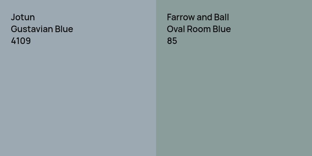 Jotun Gustavian Blue vs. Farrow and Ball Oval Room Blue