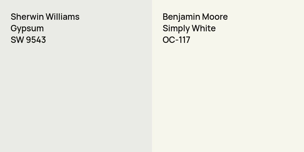 Sherwin Williams Gypsum vs. Benjamin Moore Simply White