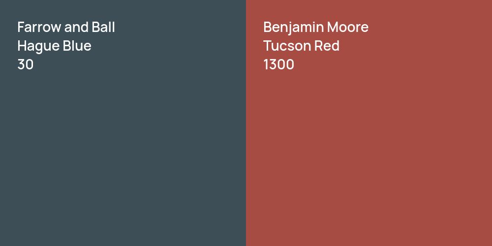 Farrow and Ball Hague Blue vs. Benjamin Moore Tucson Red