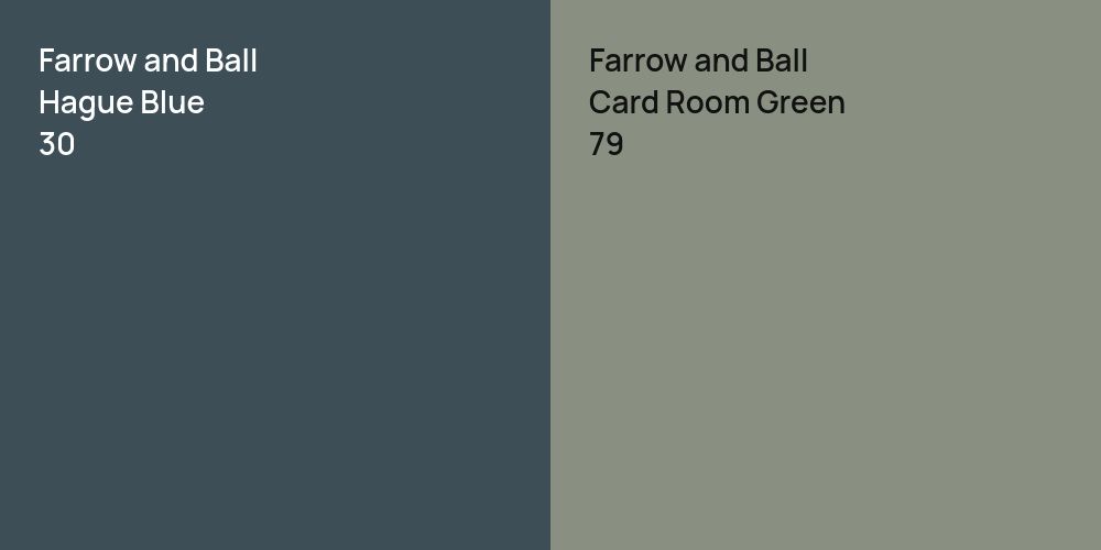 Farrow and Ball Hague Blue vs. Farrow and Ball Card Room Green