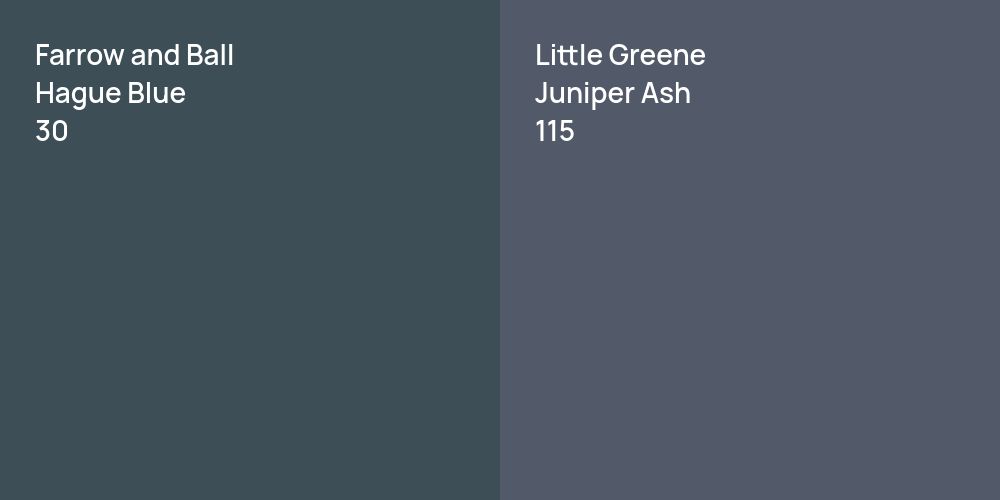 Farrow and Ball Hague Blue vs. Little Greene Juniper Ash