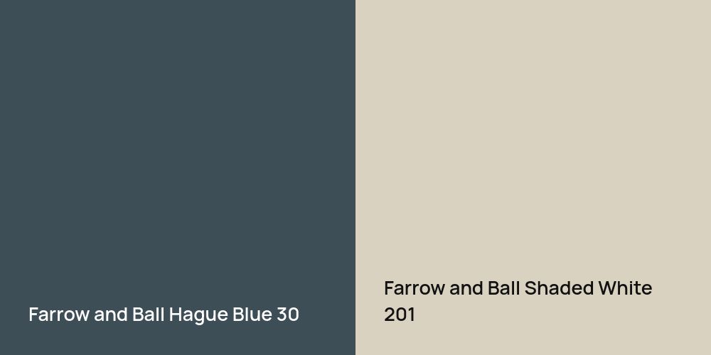 Farrow and Ball Hague Blue vs. Farrow and Ball Shaded White