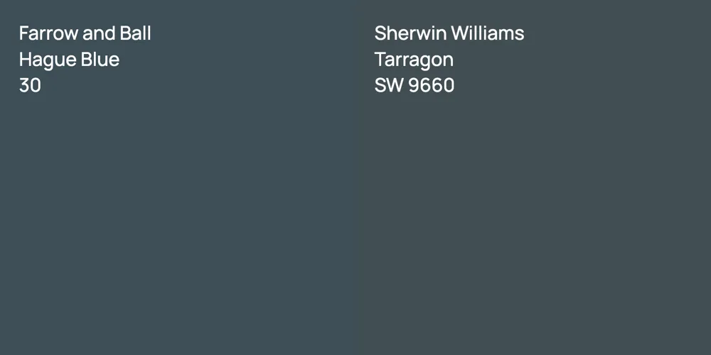 Farrow and Ball Hague Blue vs. Sherwin Williams Tarragon