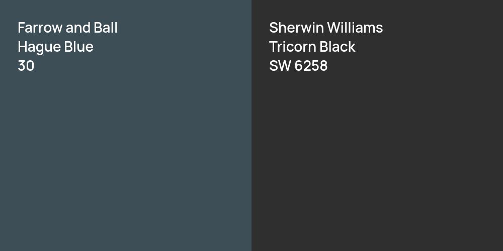 Farrow and Ball Hague Blue vs. Sherwin Williams Tricorn Black