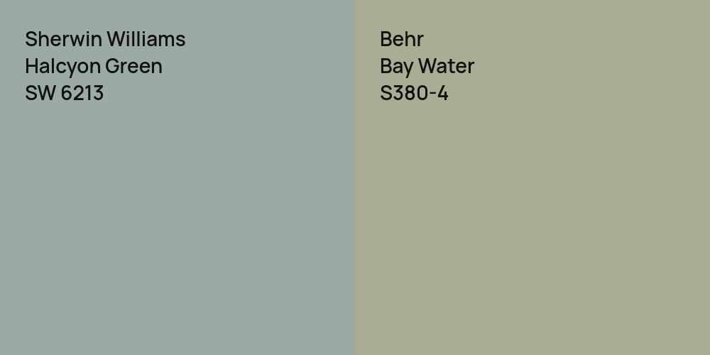 Sherwin Williams Halcyon Green vs. Behr Bay Water