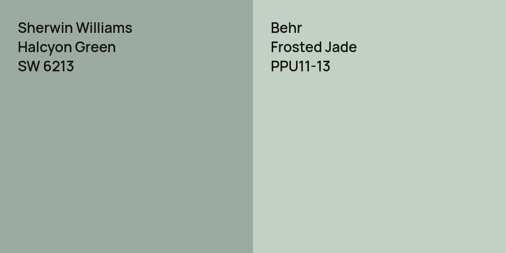 Sherwin Williams Halcyon Green vs. Behr Frosted Jade